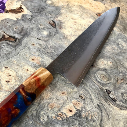 Custom Yoshikane Shiro 2 Nashiji Gyuto 210mm - Flame Box Eldar  Hybrid