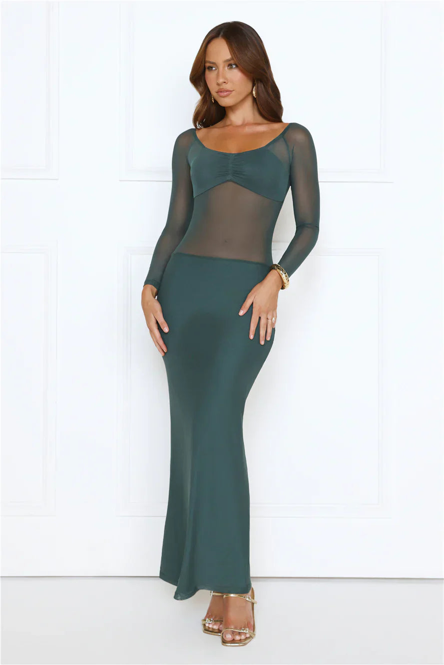 Heated Soul Off Shoulder Maxi Dress Teal