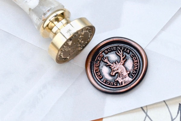 Deer Latin Motto Wax Seal Stamp | S - Backtozero B20 - antique, dedication, latin, latin motto, Message, motivation, Retro, Signature, signaturehandle, wisdom