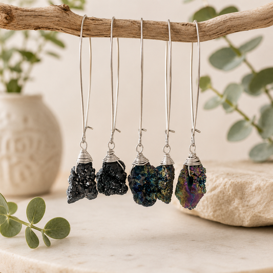 Druzy Drop Earrings - Artisan Made