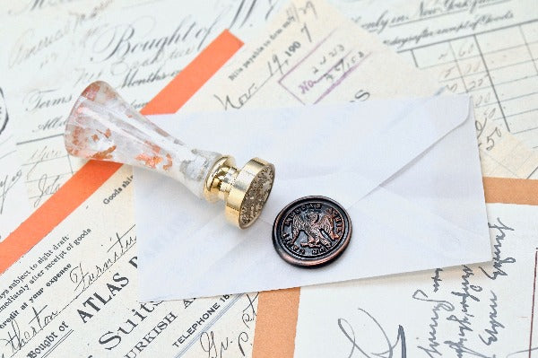 Eagle Latin Motto Wax Seal Stamp | S - Backtozero B20 - antique, Bird, focus, latin, latin motto, Message, Retro, Signature, signaturehandle