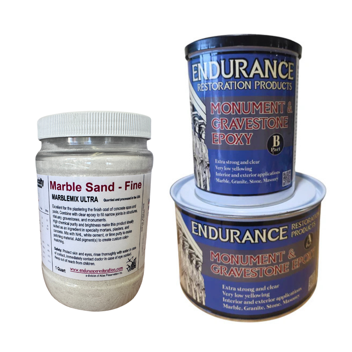 Endurance Monument & Gravestone Epoxy + Fine Marble Sand-Endurance Restoration Products-Atlas Preservation