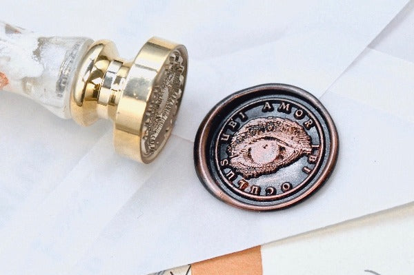 Eye Latin Motto Wax Seal Stamp | S - Backtozero B20 - antique, blind, latin, latin motto, love, Message, Retro, sight, Signature, signaturehandle