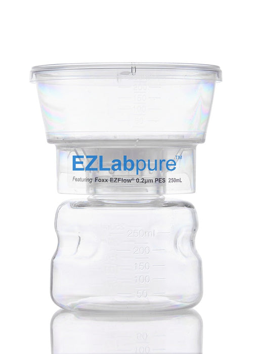 Clear container with EZLabpure branding on a white background