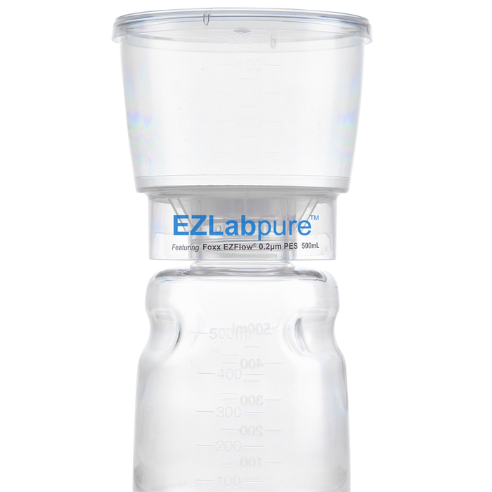 EZLabpure™ Sterile Bottle Top Filter Unit, 0.2 µm PES Membrane, 500 mL – Pack of 12