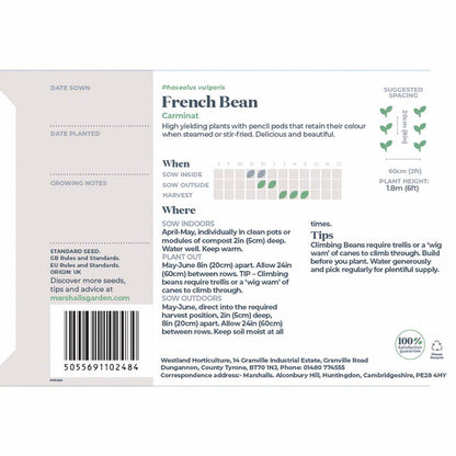 French Bean Climbing Seeds 'Carminat'