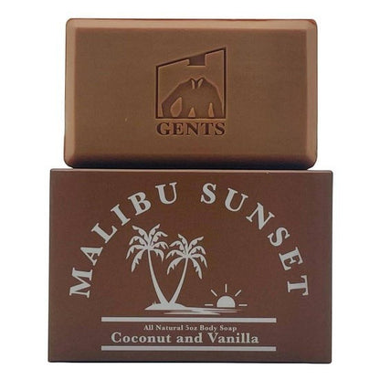 Tea-Shirt Shoppe GENTS Malibu Sunset all-natural 5 oz body soap bar with coconut and vanilla scent