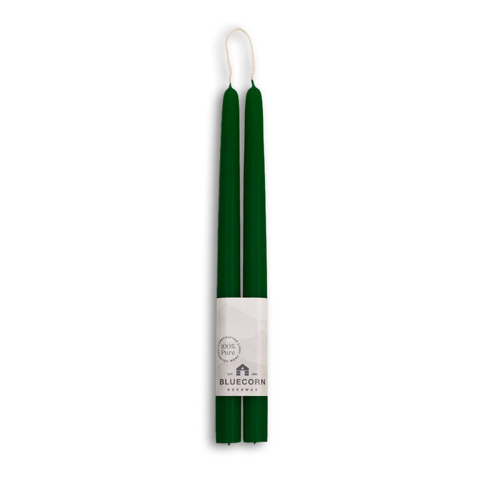 Hand-Dipped Pure Beeswax Taper Candlesticks: Moss / 12"