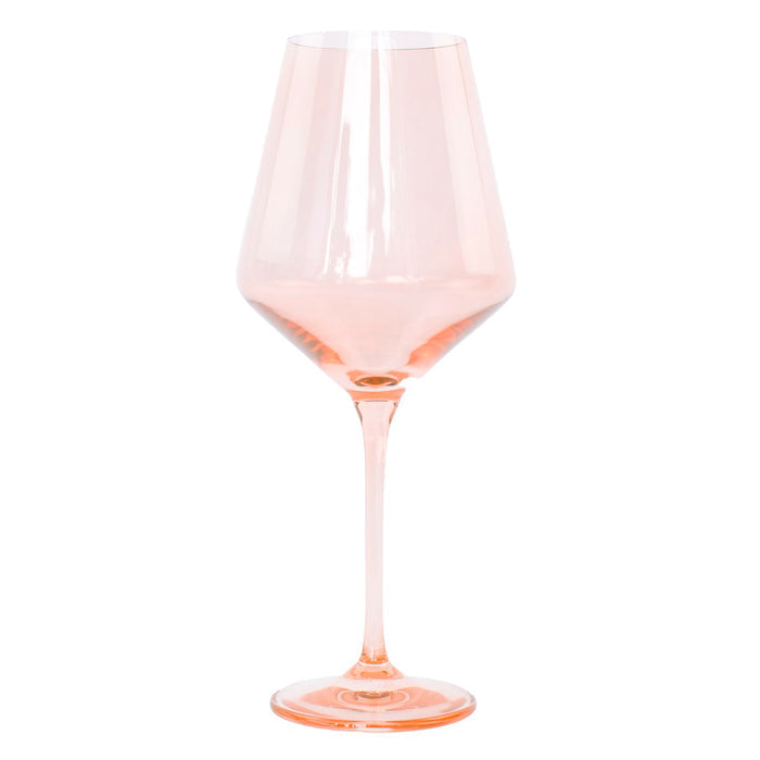Handblown Blush Pink Colored Wine Glass