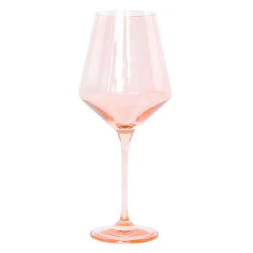 Handblown Blush Pink Colored Wine Glass