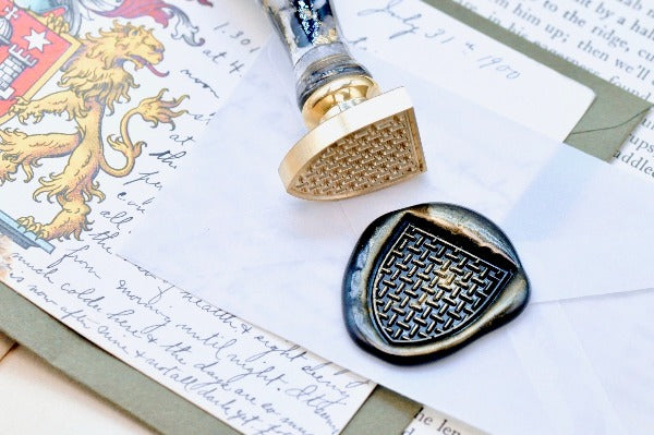 Heraldic Pattern Shield Wax Seal Stamp | Ashen - Backtozero B20 - Heraldic, heraldry, pattern, shield, Signature, signaturehandle