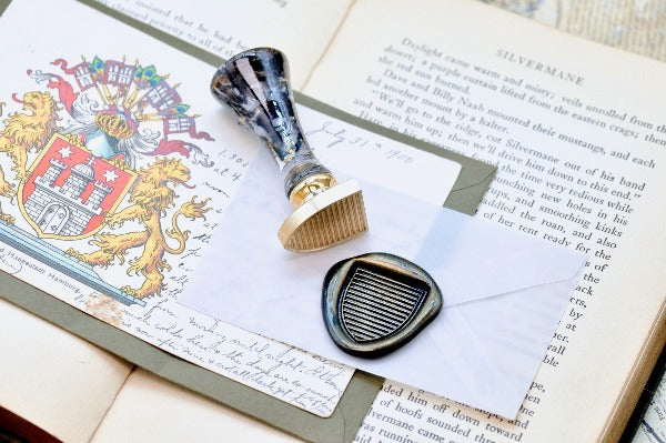 Heraldic Pattern Shield Wax Seal Stamp | Azure - Backtozero B20 - Heraldic, heraldry, pattern, shield, Signature, signaturehandle