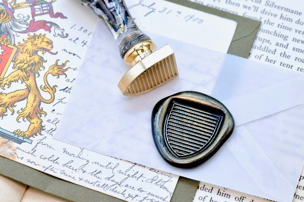 Heraldic Pattern Shield Wax Seal Stamp | Azure - Backtozero B20 - Heraldic, heraldry, pattern, shield, Signature, signaturehandle