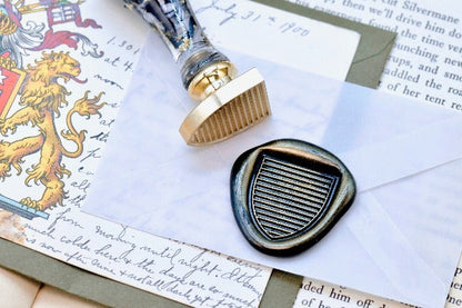 Heraldic Pattern Shield Wax Seal Stamp | Azure - Backtozero B20 - Heraldic, heraldry, pattern, shield, Signature, signaturehandle