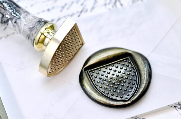 Heraldic Pattern Shield Wax Seal Stamp | Dots - Backtozero B20 - Heraldic, heraldry, pattern, shield, Signature, signaturehandle