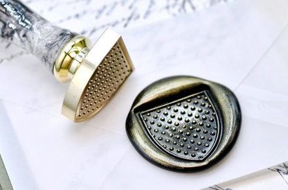 Heraldic Pattern Shield Wax Seal Stamp | Dots - Backtozero B20 - Heraldic, heraldry, pattern, shield, Signature, signaturehandle