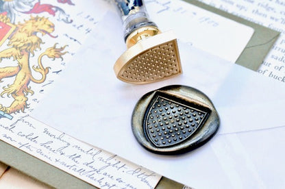 Heraldic Pattern Shield Wax Seal Stamp | Dots - Backtozero B20 - Heraldic, heraldry, pattern, shield, Signature, signaturehandle