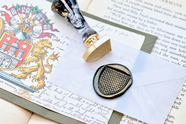 Heraldic Pattern Shield Wax Seal Stamp | Murrey - Backtozero B20 - grid, Heraldic, heraldry, pattern, shield, Signature, signaturehandle
