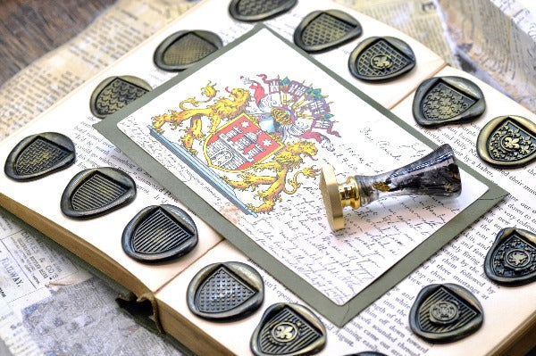 Heraldic Pattern Shield Wax Seal Stamp | Murrey - Backtozero B20 - grid, Heraldic, heraldry, pattern, shield, Signature, signaturehandle