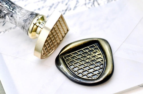 Heraldic Pattern Shield Wax Seal Stamp | Sanguine - Backtozero B20 - grid, Heraldic, heraldry, pattern, shield, Signature, signaturehandle