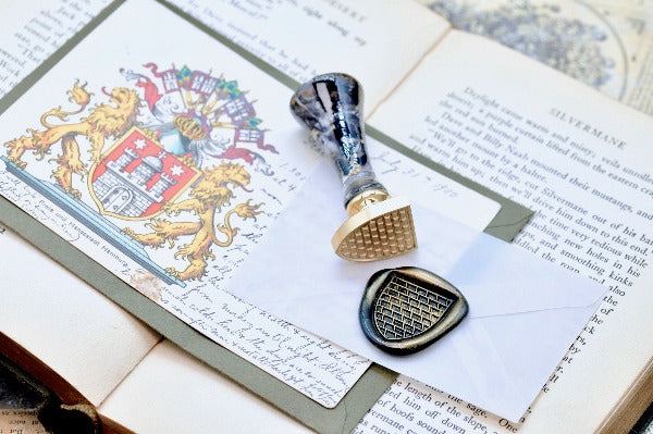 Heraldic Pattern Shield Wax Seal Stamp | Sanguine - Backtozero B20 - grid, Heraldic, heraldry, pattern, shield, Signature, signaturehandle
