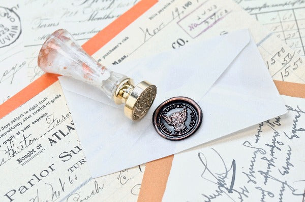 Hourglass Latin Motto Wax Seal Stamp | S - Backtozero B20 - antique, latin, latin motto, Message, Retro, Signature, signaturehandle, time