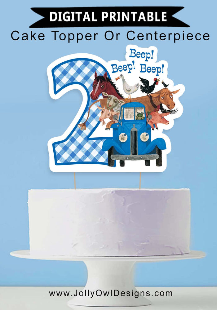 Little Blue Truck Birthday Party Centerpiece - Age 2 - Jolly Owl Designs
