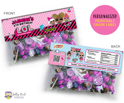LOL Dolls Party Favor Bag Label L.O.L. Surprise - Personalized Digital File