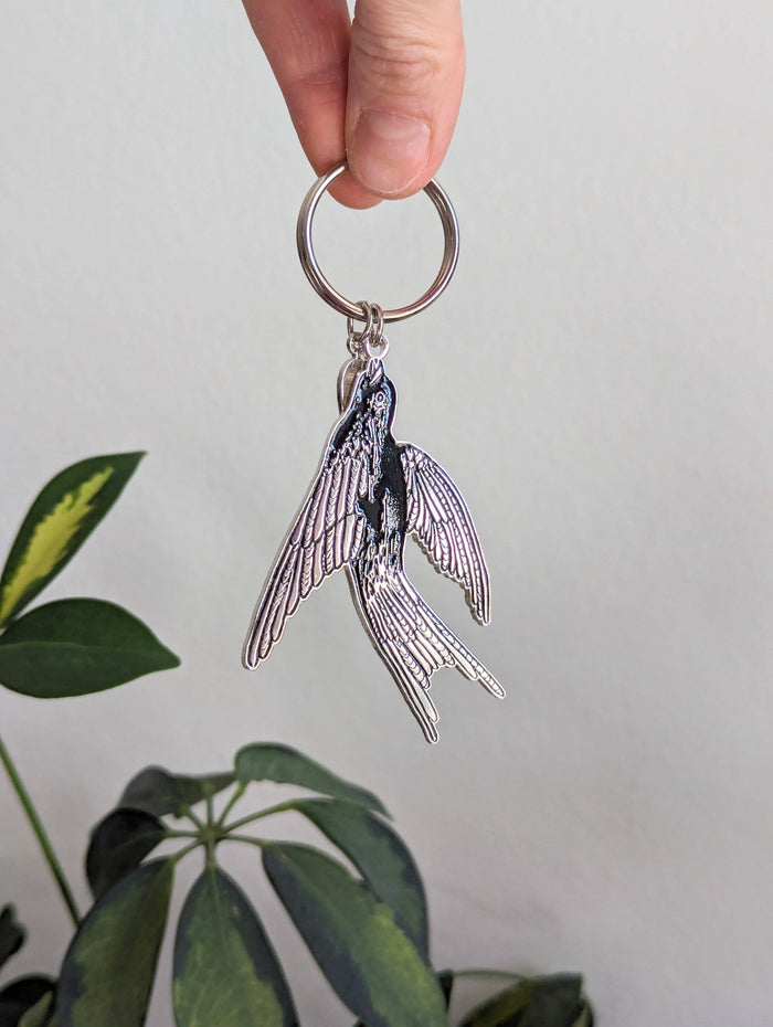 Metal Enamel Keychain / Bag Charm | Flying Black Bird