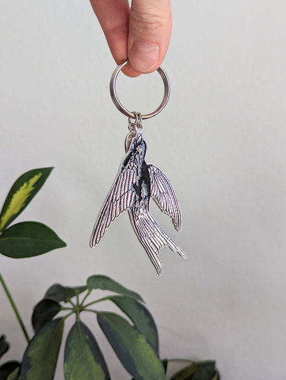 Metal Enamel Keychain / Bag Charm | Flying Black Bird