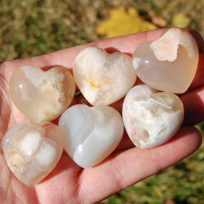 Sakura Agate Crystal Heart