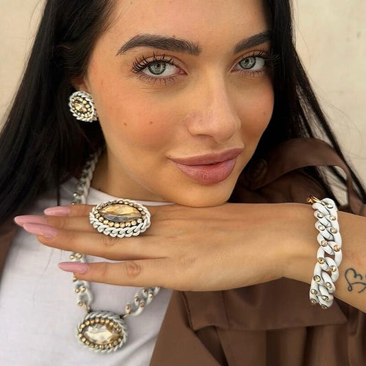 ORECCHINI -White Necklace with Gemstone