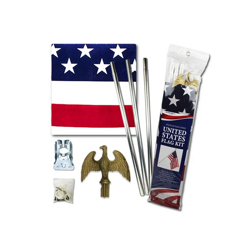 Outdoor Steel Pole Flag Set 3 x 5 - Plastic Eagle Mounting Bracket Fasteners Printed Flag-Collins Flags-Atlas Preservation