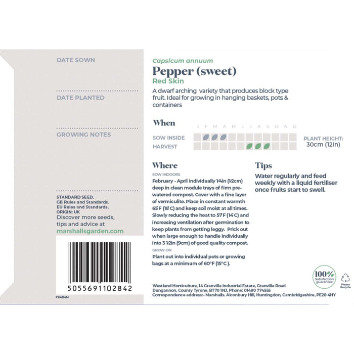 Pepper Seeds 'Sweet Red Skin'
