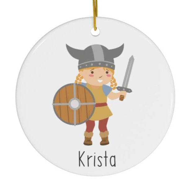 Personalized Viking Girl Ornament Scandinavian Design Studio