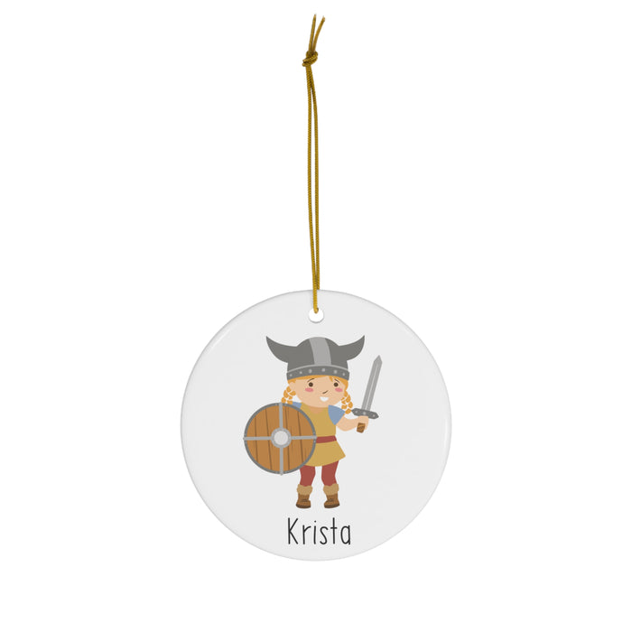 Personalized Viking Girl Ornament Scandinavian Design Studio