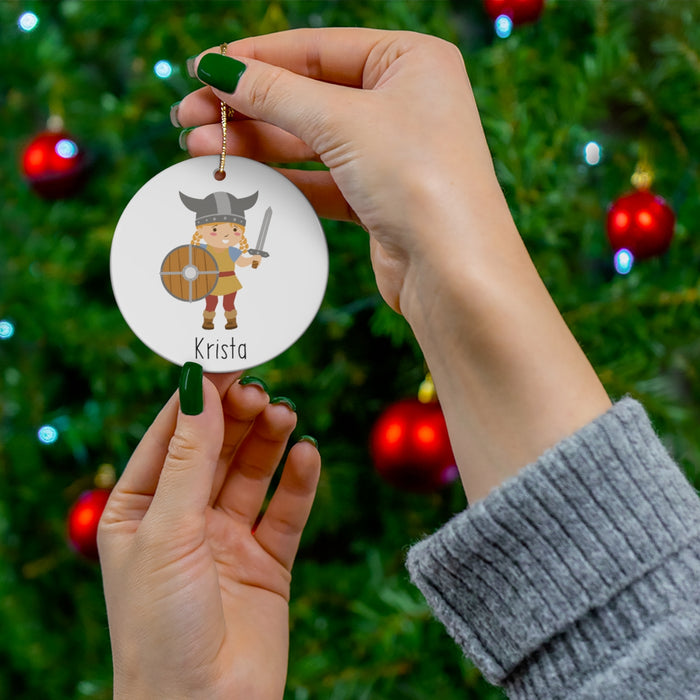 Personalized Viking Girl Ornament Scandinavian Design Studio