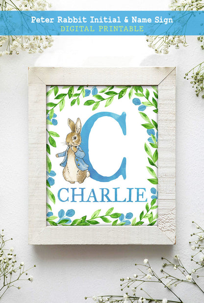 Peter Rabbit Personalized Initial and Name 8x10 Inches Sign