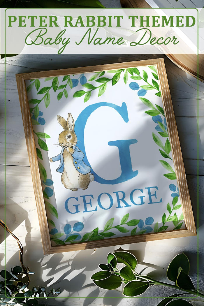 Peter Rabbit Personalized Initial and Name 8x10 Inches Sign