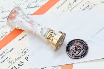 Rose Latin Motto Wax Seal Stamp | S - Backtozero B20 - antique, Flower, good, latin, latin motto, life, Message, Retro, rose, Signature, signaturehandle