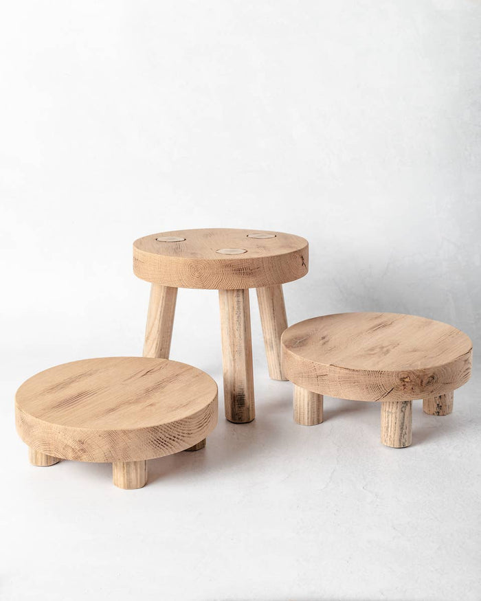Round Reclaimed Wood Riser Stand | Made In USA: 8"