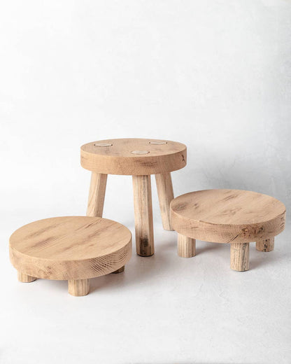 Round Reclaimed Wood Riser Stand | Made In USA: 8"