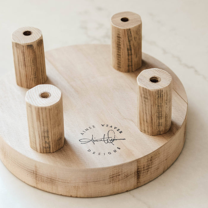 Round Reclaimed Wood Riser Stand | Made In USA: 8"