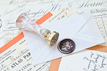 Sea Lion Latin Motto Wax Seal Stamp | S - Backtozero B20 - antique, Heraldic, latin, latin motto, Message, Mythical Creatures, potential, Retro, shine, Signature, signaturehandle