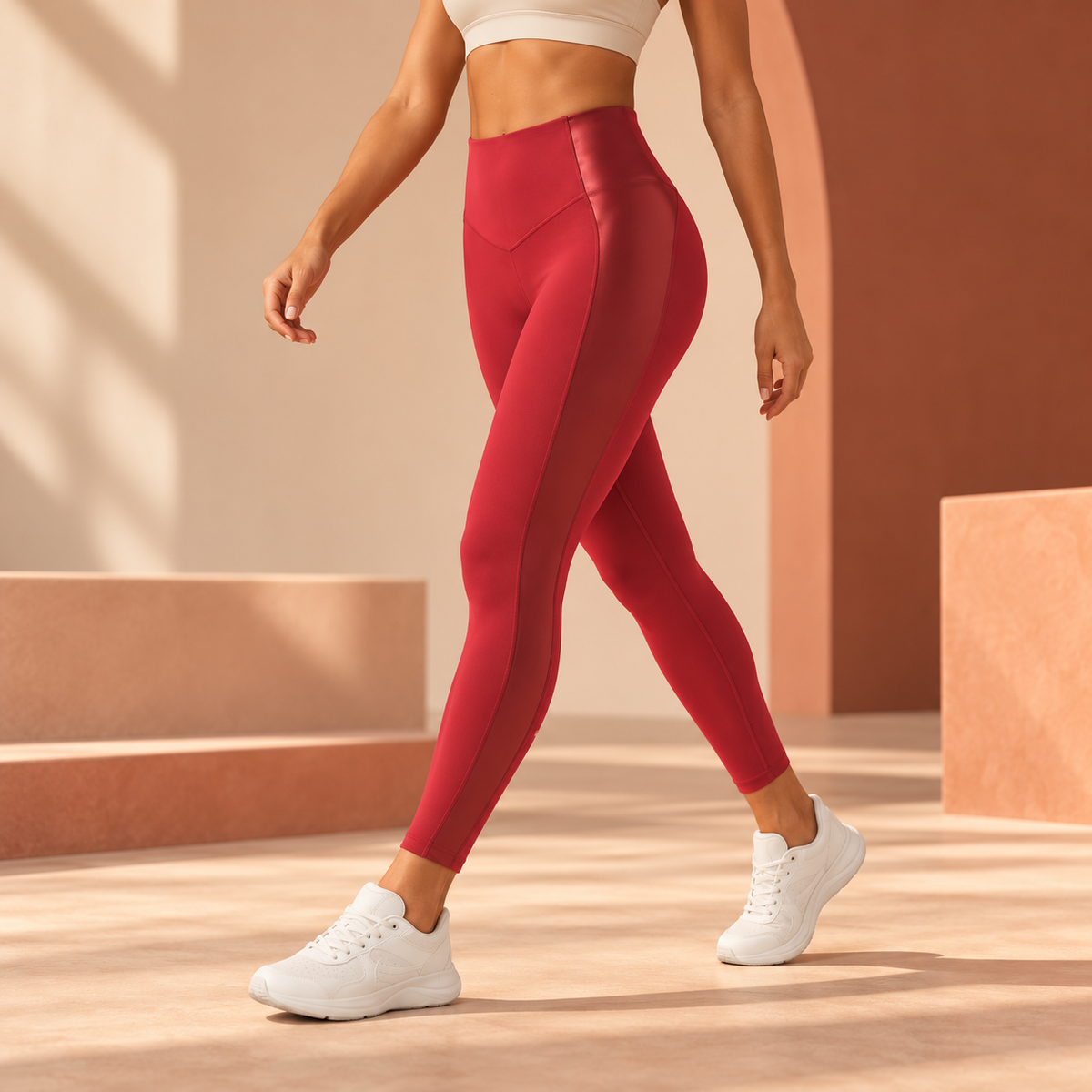 High Waisted Stretchy PU Tummy Control Yoga Leggings with Pocket