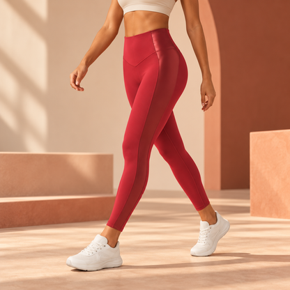High Waisted Stretchy PU Tummy Control Yoga Leggings with Pocket