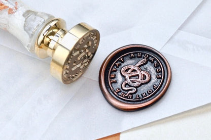 Snake Latin Motto Wax Seal Stamp | S - Backtozero B20 - antique, latin, latin motto, Message, motivation, Retro, Signature, signaturehandle