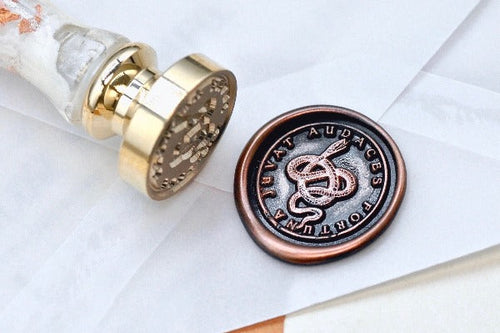 Snake Latin Motto Wax Seal Stamp | S - Backtozero B20 - antique, latin, latin motto, Message, motivation, Retro, Signature, signaturehandle