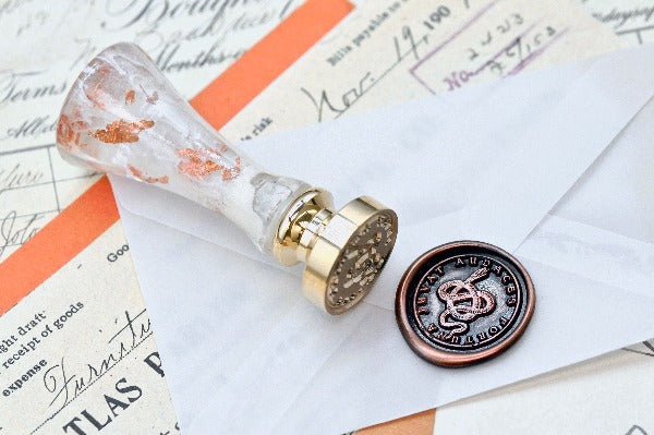 Snake Latin Motto Wax Seal Stamp | S - Backtozero B20 - antique, latin, latin motto, Message, motivation, Retro, Signature, signaturehandle