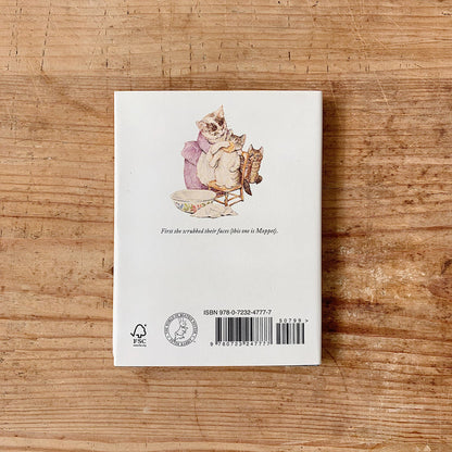 tale of tom kitten back cover shot top view laydown on wooden background